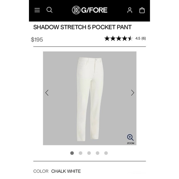 G/FORE Shadow Stretch 5-Pocket Trouser Pants — Chalk White — sz. 4 NWT - Picture 9 of 9